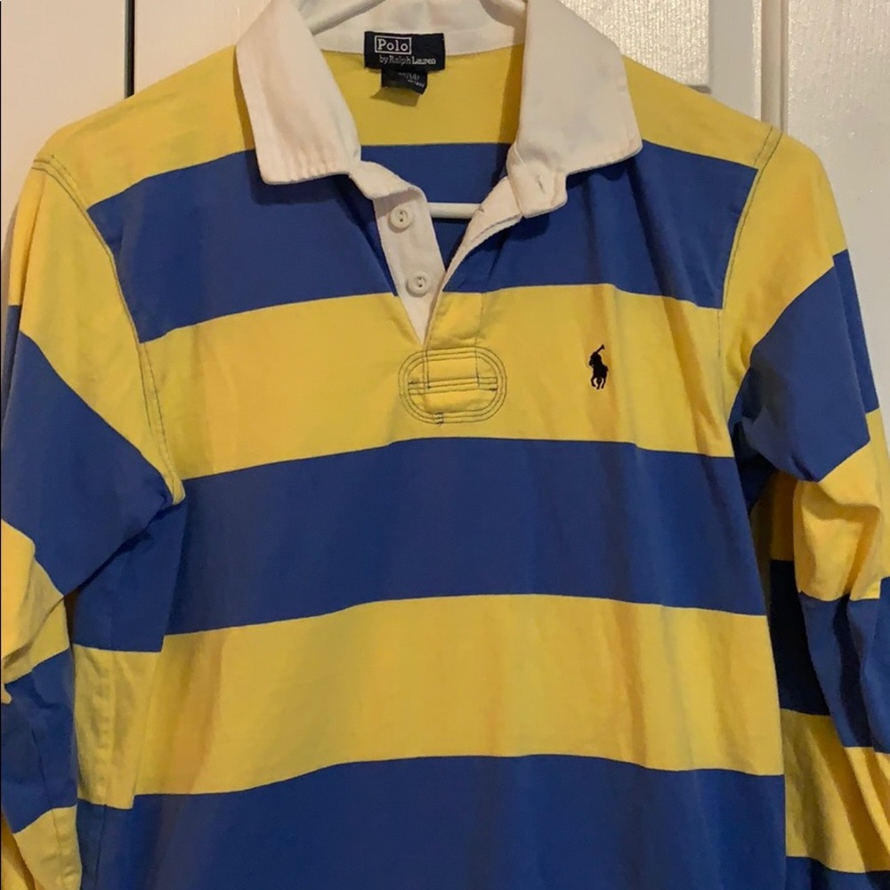 Polo Light Yellow/Blue Stripe Medium 12/14
